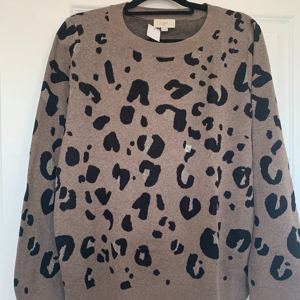LOFT leopard print sweater, size XL, new with tag